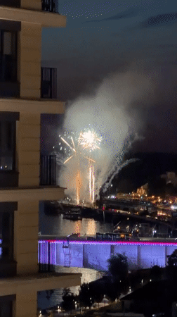 Fireworks display over Belgrade waterfront draws evening spectators
