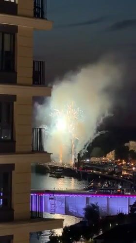 Fireworks display over Belgrade waterfront draws evening spectators
