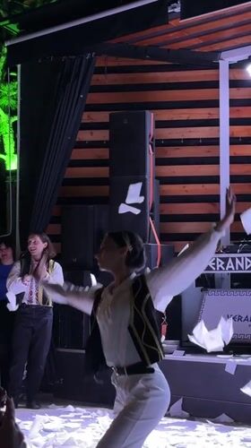 Traditional Georgian dance performance at Batumi restaurant evening event