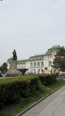 Railway station and train car documented in Khabarovsk