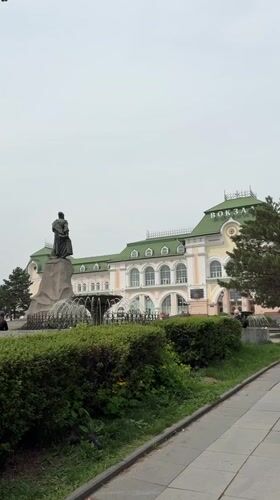 Railway station and train car documented in Khabarovsk