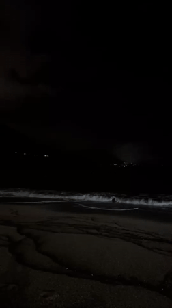 Nighttime beach scene captured in Prijevor, Montenegro