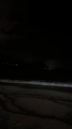 Nighttime beach scene captured in Prijevor, Montenegro