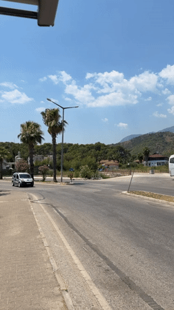 Sunny morning around Kemer's streets, parks, and coastal road