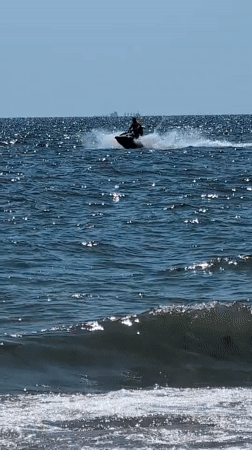 Jet skiing off the Romanian Black Sea coast on a bright morning