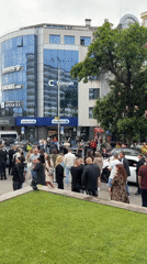 Urban gathering observed in Plovdiv from elevated cafe position