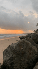 Rocky shoreline and breaking waves at Kathaluwa beach