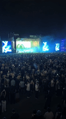 Live outdoor concert lights up a summer night in Rustavi