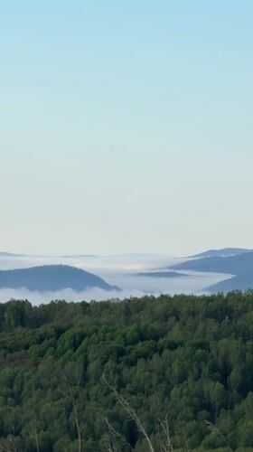 Foggy mountain valleys documented near Chesnoki, Russia