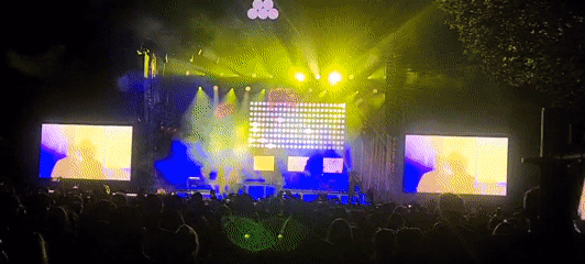Outdoor concert night in Klagenfurt, full production in motion