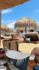 Beach resort day captured in Nea Peramos Greece