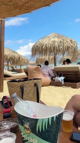 Beach resort day captured in Nea Peramos Greece