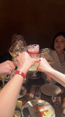 Women's dinner gathering in Moscow restaurant features elaborate multi-course meal