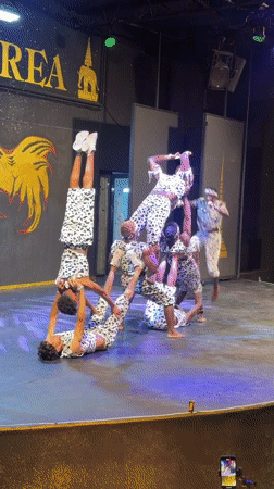 Dancers perform synchronized routine, human pyramid in Serik, Turkey