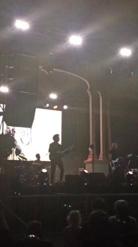 Band performs outdoor nighttime concert in Santiago, Chile