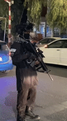 Armed tactical personnel spotted at Kandahar street checkpoint