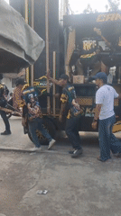 Street life and a sound-truck event in Gebang, Indonesia