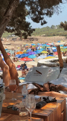 Busy afternoon at Cala Bassa Beach Club, Ibiza