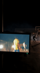 Night film shoot captures soccer players on LA basketball court