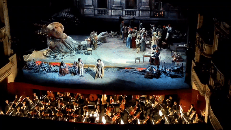 Opera performance with dramatic classical staging in Santiago