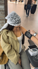 Woman gets blood pressure checked, visits pier in Belgrade