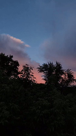 Sunset documented through window in Izhevsk, Russia