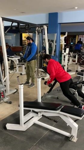 Person exercises at gym in Quetta, Pakistan