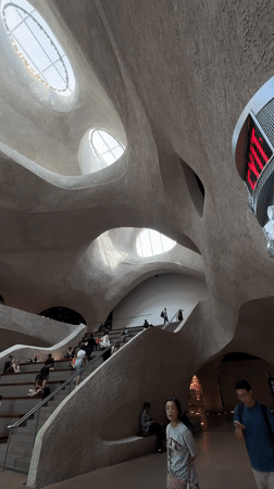 Modern cave-like building interior documented in New York