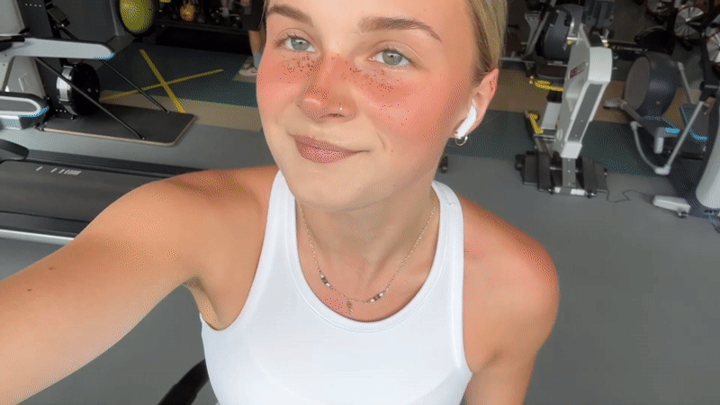 Woman works out, takes selfie at Whistler gym