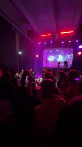 Nighttime art venue gathering documented in Pantin, France