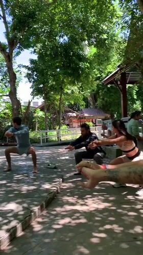 Morning group fitness sessions documented across Ko Samui locations