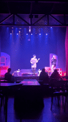 Late night theatrical performance captured on Buenos Aires stage