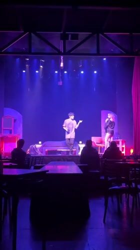 Late night theatrical performance captured on Buenos Aires stage