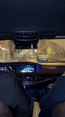 Night driving footage captured from Mercedes dashboard in Moscow