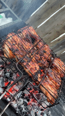 Backyard barbecue documented in rural Russian village