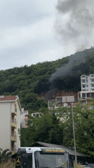 Hillside fire burns in residential Budva, Montenegro