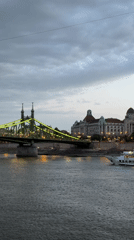 Evening scenes captured along Budapest's illuminated Danube riverfront