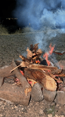 Bonfire burns outdoors in northern Israel evening