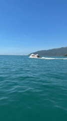 White boat speeds across turquoise waters near Nha Trang