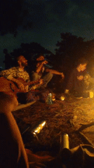 Nighttime campfire gathering documented in Lạc Dương, Vietnam
