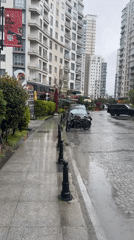 Rainy morning walk documented in Esenyurt, Turkey