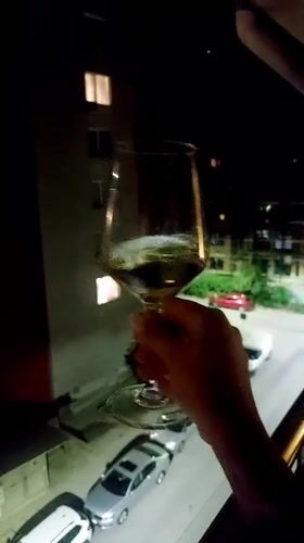 A quiet Sofia evening: selfies, wine, and winding down.