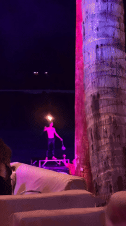 Fire show and beach club vibes at Elephant Beach, Ko Samui