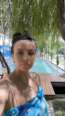 Poolside selfies at a Tajikistan resort, July 2026