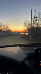 Sunset observed over Kama River in Chaikovsky, Russia