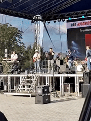 Outdoor concert in rural Belarus, August afternoon