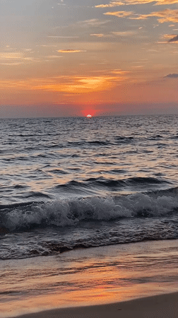 Sunset and tropical waters observed in Choeng Thale, Thailand