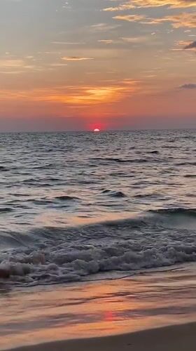 Sunset and tropical waters observed in Choeng Thale, Thailand