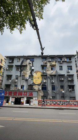 Morning street life documented in graffiti-rich Jiulongpo District