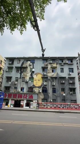Morning street life documented in graffiti-rich Jiulongpo District